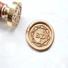 Кристалл Геометрическая монограмма печать, персонализированные 2 инициалы воск штамп, свадебные инициалы уплотнения, пользовательский ваш собственный логотип