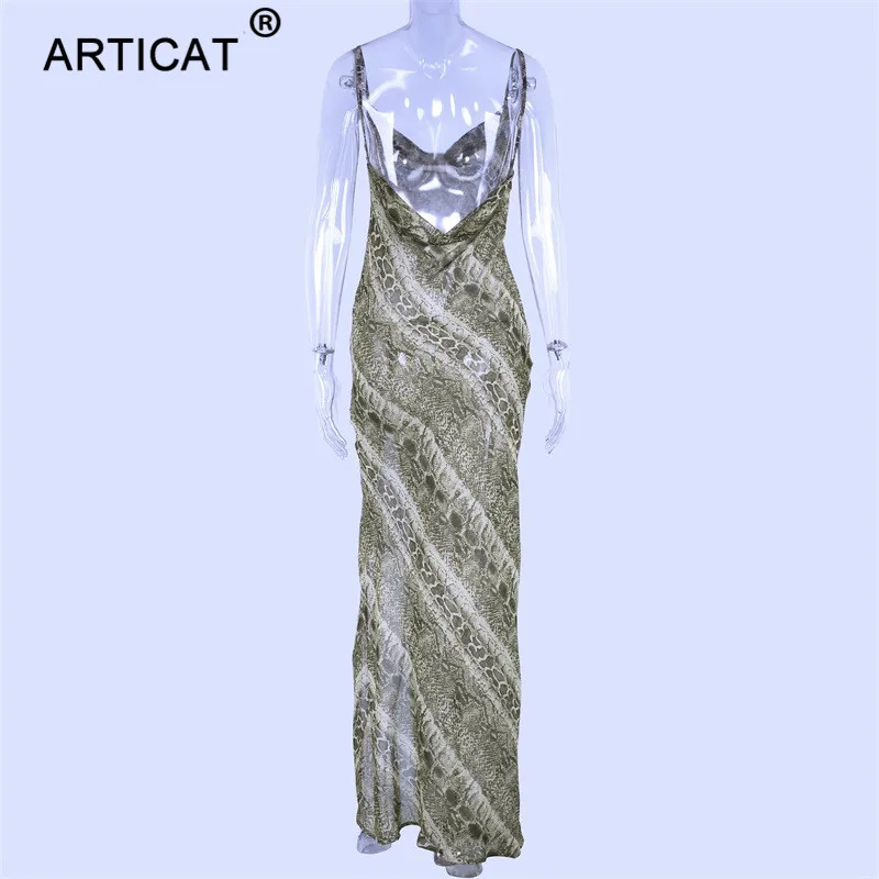Articat женское Шифоновое Платье макси с принтом модное прозрачное сексуальное пляжное летнее платье с открытой спиной элегантное Клубное Вечерние Длинное Платье