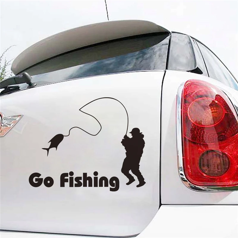 go fishing black vinyl car stickers for car door window art decor
