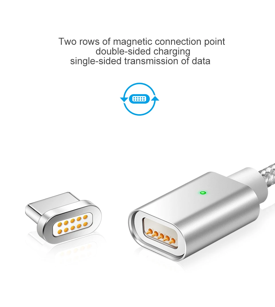 Elough E04 Магнитный кабель usb type C для samsung galaxy s8 note8 plus, быстрое зарядное устройство для мобильного телефона, магнитный кабель USB type-c для зарядки