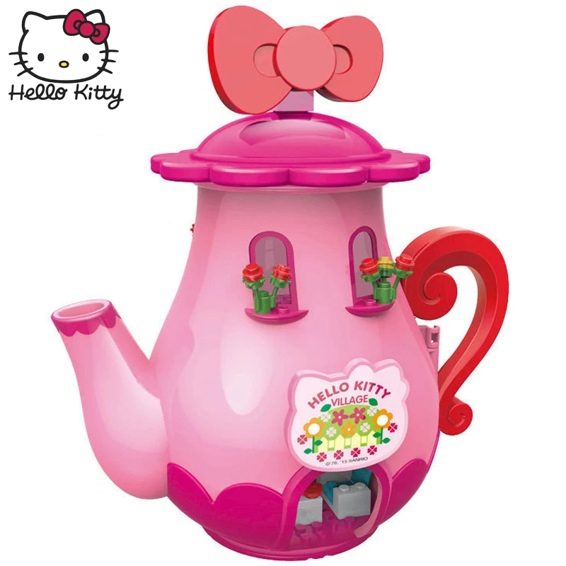 Hello kitty миниатюрный дом Монтессори Малыш игрушка Радуга Красочные Строительные блоки DIY парк развлечений ролевые игры сборки детей