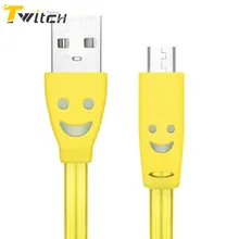 1M V8 Micro USB Charger Cable Smile LED Light Sync Data Cable Charging Cord Adapter For Samsung Xiaomi Sony Android Cell Phone