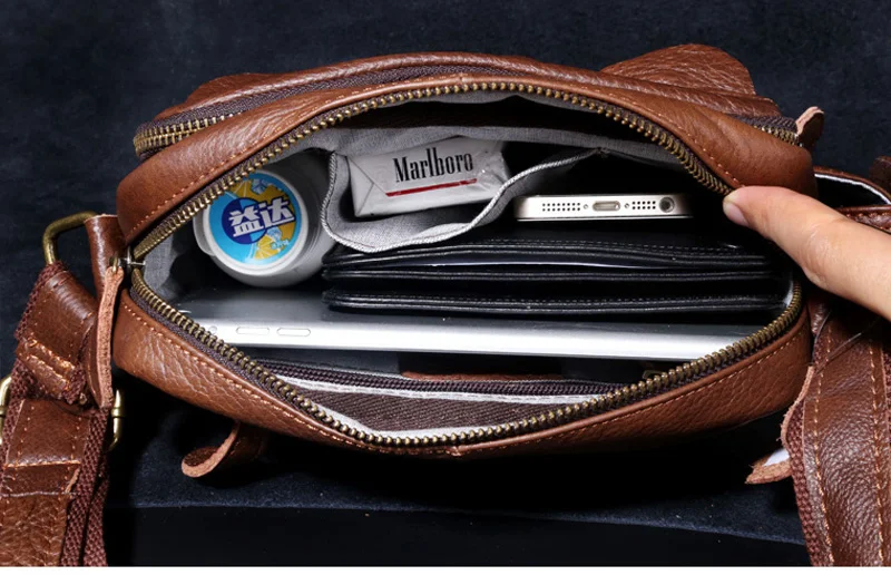 AETOO Men's Bag Mini Bag Handbag Leather Soft Leather Shoulder Bag Head Layer Leather Messenger Bag Casual