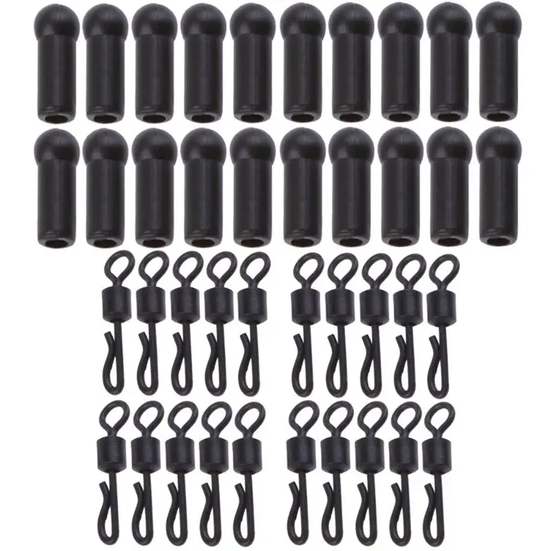 

40Pcs High quality Carp Fishing Rubber Mini Buffer Beads with Q Shaped Quick Change Swivels Terminal Tackle Fishing Accessories