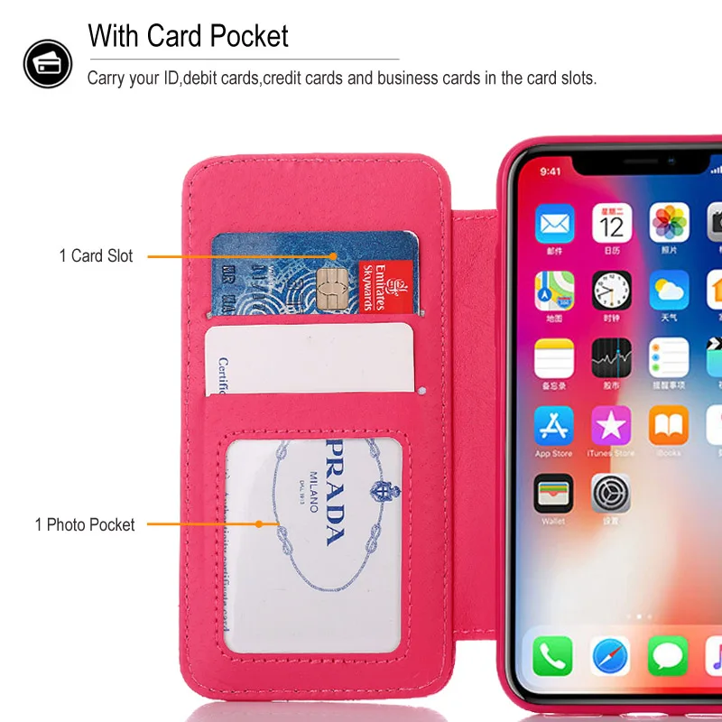 BELIAL Phone Case for iPhone 7 Case Wallet Flip Cover Luxury Diamond Leather Soft TPU Cover for iPhone X 5 5S SE 6 6s 7 8 Plus  (8)