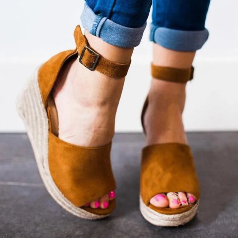 

BORRUICE Summer Women Shoes Sexy Super High Heel Buckle With Sandals Female 34-43 Yards Big Size Sandals Wedges Shoes For Women