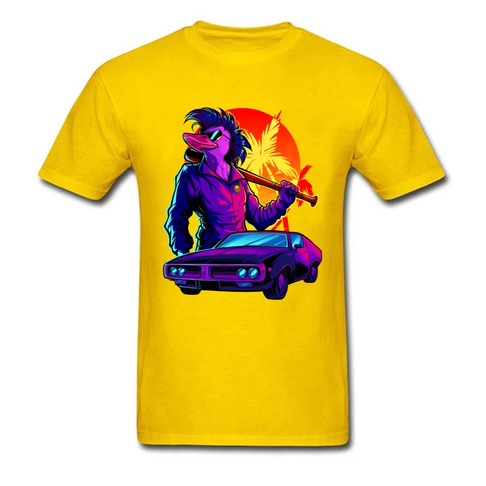 Miami Duck Normal Tops & Tees Short Sleeve for Men Pure Cotton Summer Autumn Crewneck T-shirts Unique Tee Shirt Dominant Miami Duck yellow