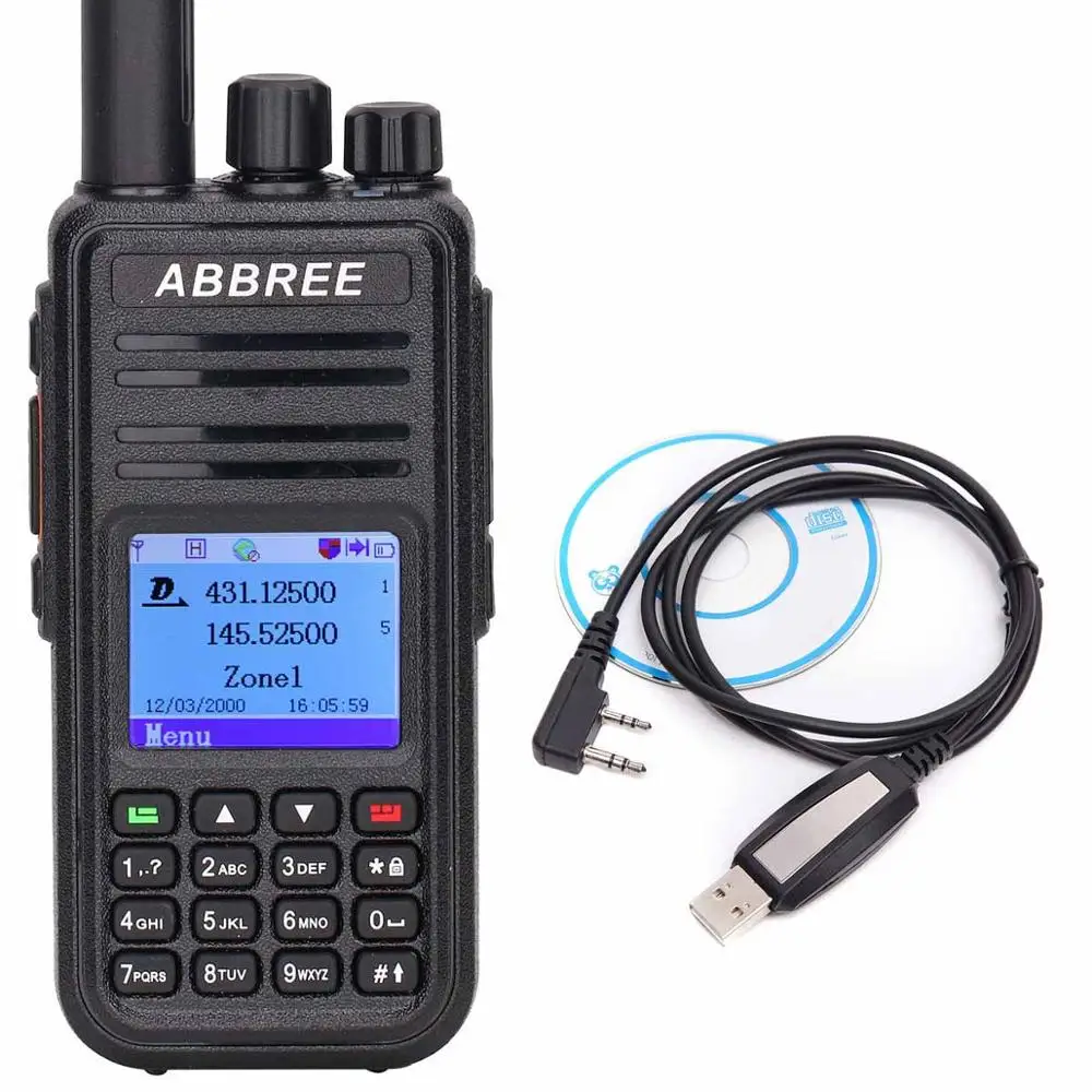 ABBREE AR-UV380 DMR цифровой аналоговый рация(gps) Dual Time slot повторитель двухдиапазонный портативный Ham CB радио сестра TYT MD-380 - Цвет: no gps with cable