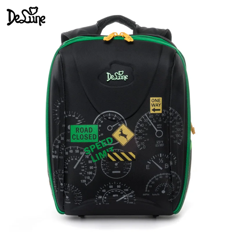 Bolso escolar ortopédico de marca Delune para niños coches de cuatro ruedas estampado Mochila velocidad SUV Mochila grado Infantil 1-5