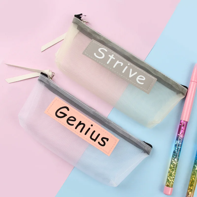 

Creative Little Fresh Pen Bag Students Receive Bags with English Pencils Simple Transparent Waterproof Men and Women's Pen Bags