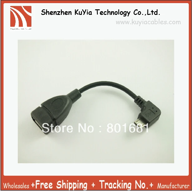 

KUYiA Micro USB right angle to USB Female Host OTG Cable for Galaxy S3 i9300 HTC bk