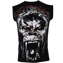 Лето принт без рукавов o-образным вырезом жилет для мужчин ММА боевой Танк Топы Муай Тай Фитнес Одежда мышцы мужские топы тройники