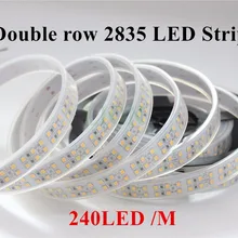 5 м Двухрядные 1200 светодиодов белый/теплый белый 2835 светодиодные ленты Водонепроницаемый 20/IP67 240 светодиодов/м более яркие, чем 3528 полосы