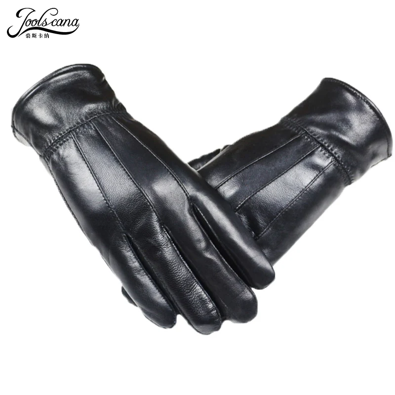 Joolscana мужские перчатки из натуральной кожи новые брендовые тактические перчатки Модные теплые черные перчатки зимние варежки