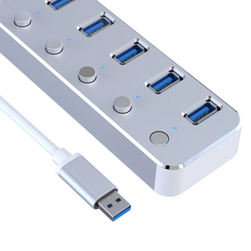Alumunium 3,0 концентратор Super Скорость 7 Порты внешних Micro-USB Hub разветвитель Портативный для Apple Macbook Air ноутбук Планшетные ПК концентратор