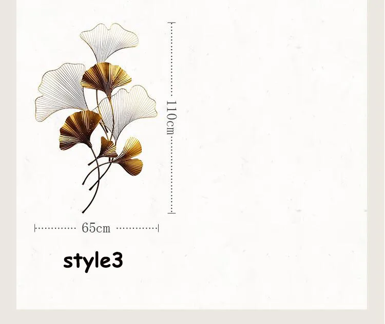 Современная кованая Роскошная настенная подвеска Ginkgo, украшение для дома, гостиной, дивана, фоновая настенная наклейка, аксессуары для росписи