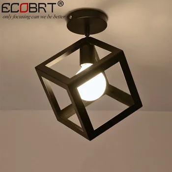 ECOBRT Nordic style black ceiling light with E27 Socket fashionable iron restaurant balcony study corridor ceiling lighting