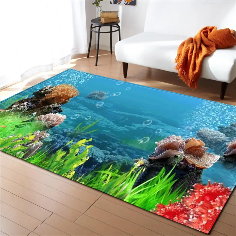 3D ковер Ocean World с акулой областью нескользящий коврик из пены эффектом памяти