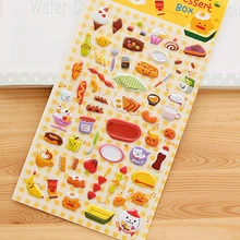 1 Sheet Snacks Food Cartoon Kids Toys 3D Sticker DIY Kawaii Diary Decoration Scrapbooking kindergarten Stationery