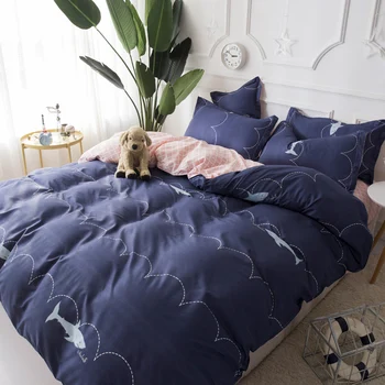 

Shark Pattern Home Textile Stripe And Lattic Bedding Set Bed Cover Bed Sheet Duvet Cover Pillowcase Bed Linen Bedclothes Queen