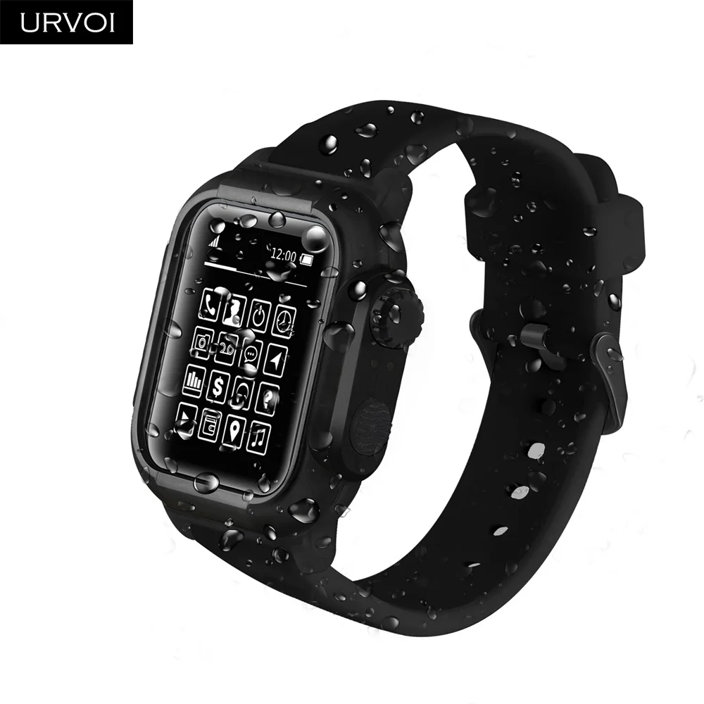 Чехол URVOI для Apple Watch series 4 3 2 силиконовый ремешок с чехлом для iWatch Водонепроницаемый Мягкий плотно прилегающий antishock 44 мм