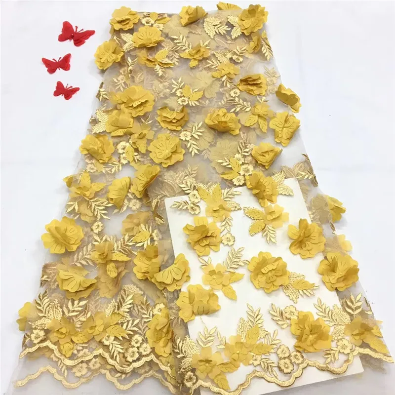 

Organza Fabric 3D Flower Yellow Lace for Dress,Wedding Summer Embroidered Diy Handmade Sewing Supplies Crafts HJ1239-1