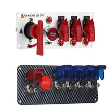 Interruptor de arranque de coche DC12V/20A, combinación de 5 LED, botón de arranque del motor, conmutador de fibra de carbono