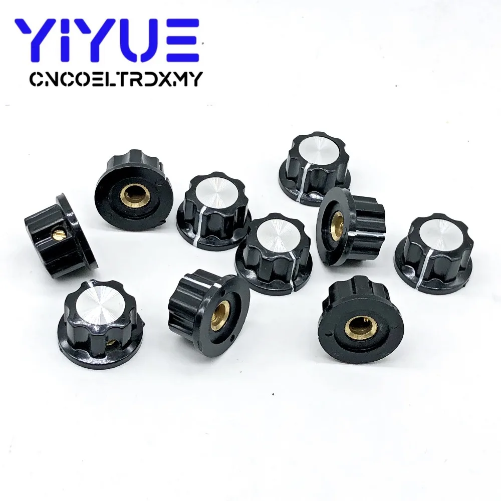 10pcs MF-A02 Potentiometer Knob Cap 6mm Shaft Hole Dia Rotary Switch Bakelite Knob for WHT118 WX050 (7)
