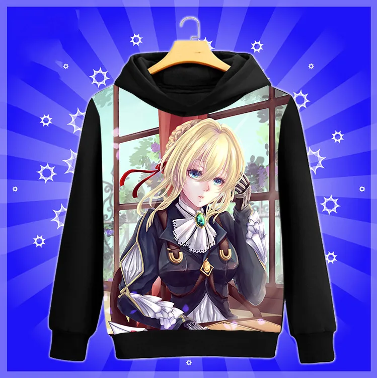 2018 New Hot Anime Violet Evergarden figure Black Pullover Hoody Cosplay Costume Spring Autumn Long Sleeve Coat Free Shipping 2018 New Hot Anime Violet Evergarden figure Black Pullover Hoody Cosplay Costume Spring Autumn Long Sleeve Coat Free Shipping