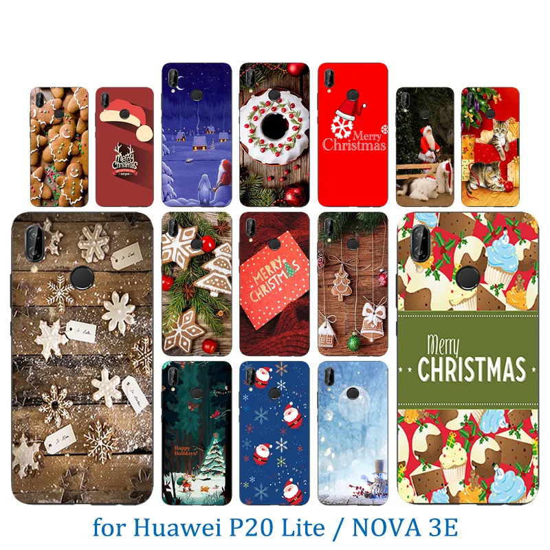 for Huawei P20 Lite Anti-knock Back Cover 5.84 inch nova 3e Merry X'MAS Pattern Slim Full Protection Case P20Lite |