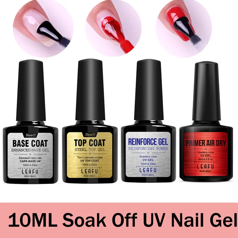 Modelones 2Pcs/Lot Base Coat Top Coat UV Nail Gel Polish Long Lasting Soak Off Base Coat Nail