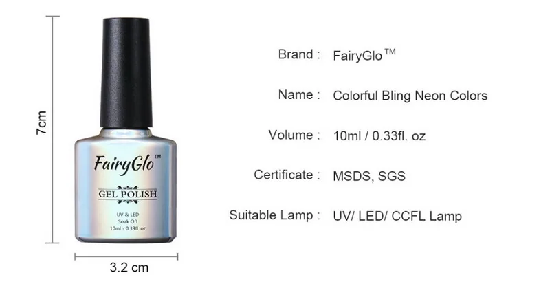 FairyGlo 10 мл неоновый гель для ногтей Bling Блеск UV светодио дный LED длинные Laset краски Gellak замочить от полу постоянный Lucky лак праймеры База Топ