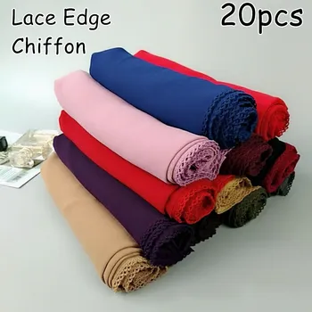 

V1 High quality bubble chiffon lace long hijab solid wrap shawls summer scarf scarves 180*75cm 20pcs 1lot can choose colors