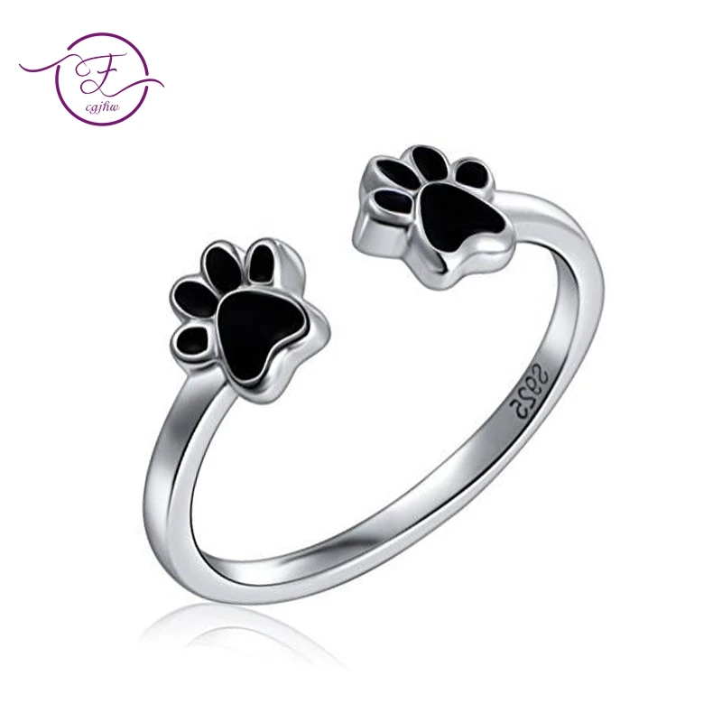 

New Arrival Fashion Animal Cat Paw Finger Ring For Women Authentic 925 Sterling Silver Jewelry Rings Party Anniversary Gift