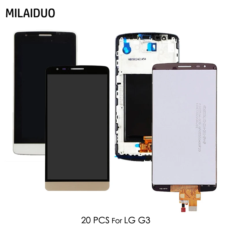 

20 PCS Original LCD Display For LG G3 D850 D851 D855 Touch Screen Digitizer With Frame Replacement Assembly 100% Tested 5.5