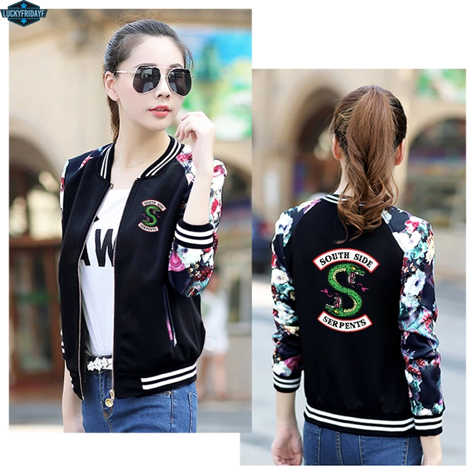 

New Riverdale Southside Jackets Serpents White/Black Women Riverdale Fans Serpents Streetwear Fashion Brand Coat Jackets