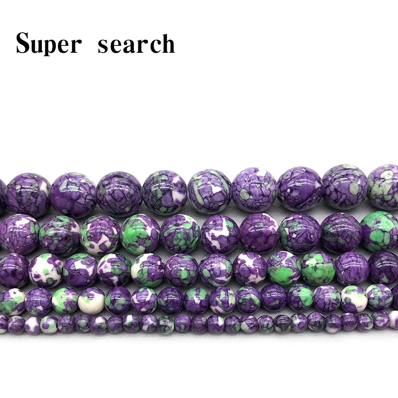 

Natural White Green Violet stones Round Loose Beads 15" Strand 4 6 8 10 12MM Pick Size For Jewelry diy Bracelet Woman
