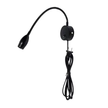 

Flexible Hose Wall Lamp With US Plug Bedside Reading Light Modern Wall Lights