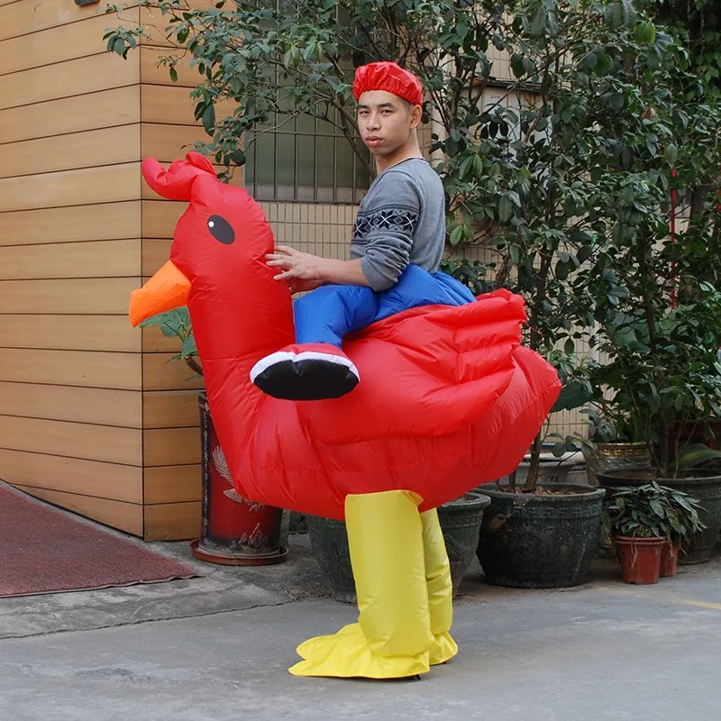 

Red Rooster Mascot Cosplay Costumes Inflatable Turkey Adult Clothes Ride on Toys Halloween Christmas Carnival Easter Party Prop