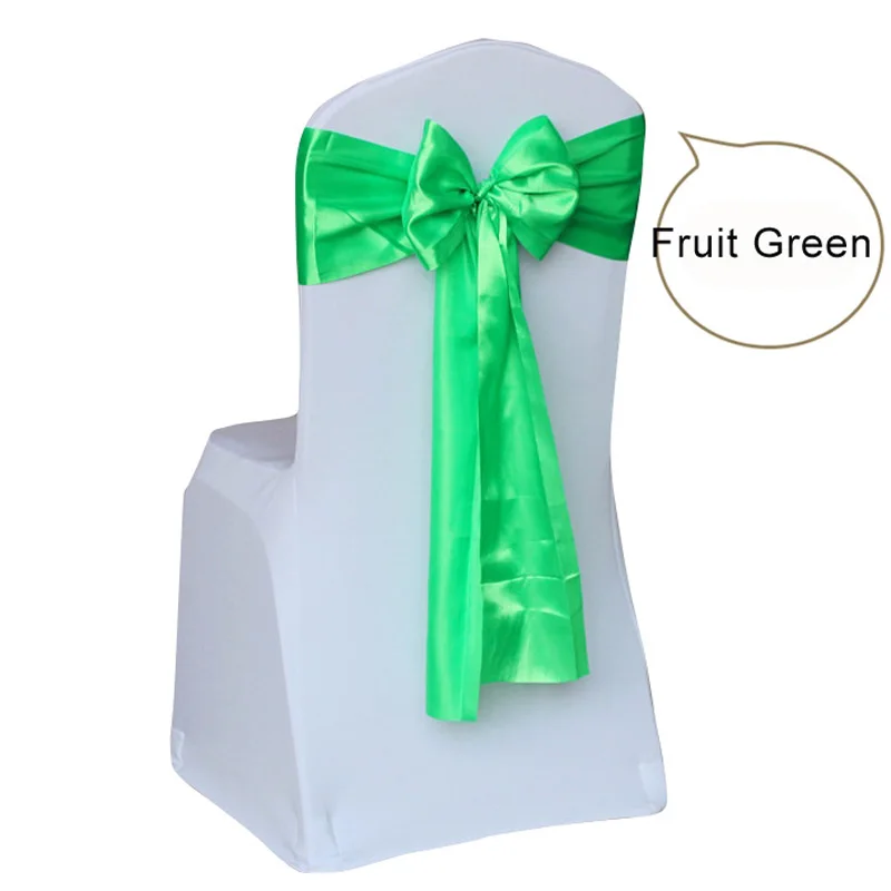 100 шт. атласная Свадебная лента на стул галстук-бабочка атласная лента ленты на стулья для свадебного украшения отеля вечерние принадлежности - Цвет: Fruit Green