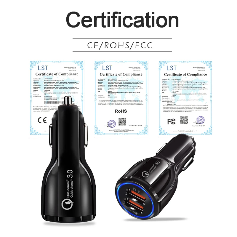 Быстрая зарядка QC 3 0 USB Автомобильное зарядное устройство для Мобильный телефон