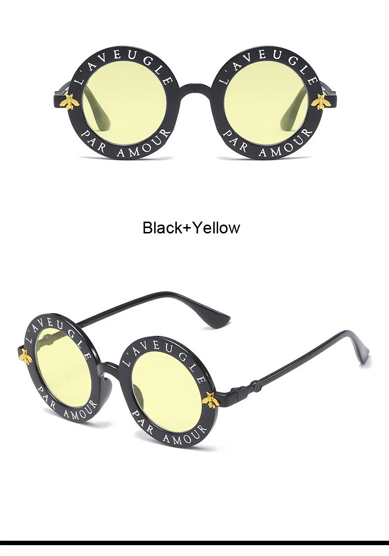 Трендовое маленькое украшение в виде пчелы карамельного цвета женские круглые солнцезащитные очки модные мужские очки UV400