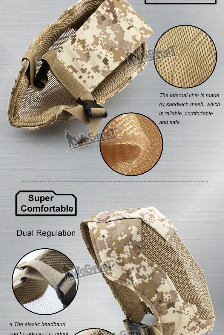 WoSoprT тактическая маска для лица дышащая Металлическая стальная защитная сетка защитная Опора Велоспорт страйкбол игровой, военный Пейнтбол Открытый