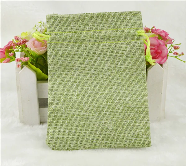 Горячая Распродажа(15x20 см) 100 шт. Лен джут Drawstring сумка хлопок микс Цвет пакеты для упаковки подарков Свадебные Рождественские конфеты - Цвет: light green