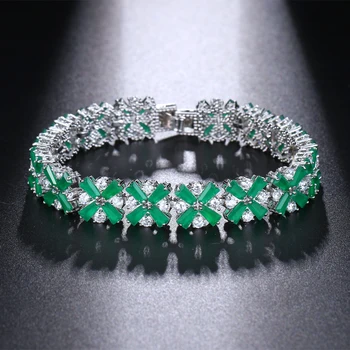 

Classic Green Hermosa Jewelry Bracelet 17.5cm Snowflake Style Jewellry Holiday Party Pretty Women Perfect Gift