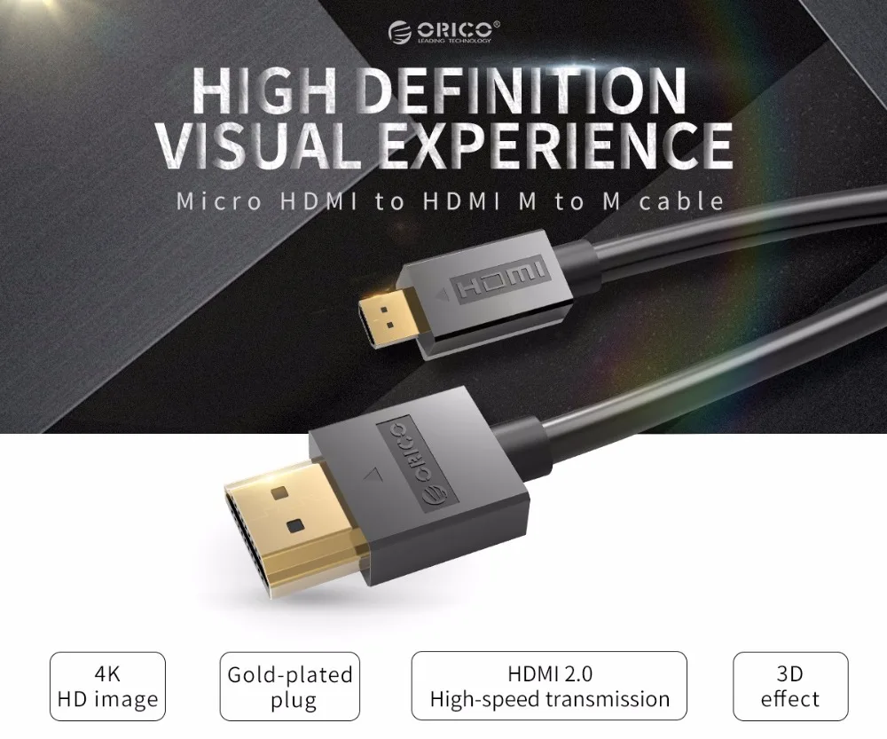 ORICO Mirco hdmi-hdmi кабель 4K 3D HDMI 2,0 разъем для ЖК-телевизора проектора PS3 PS4 xbox 360 PC HDMI видео кабель