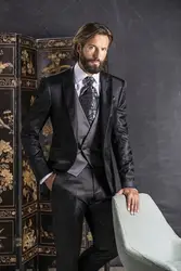 2018 последние конструкции пальто брюки черный атлас жених смокинги для женихов итальянский стиль 3 предмета мужские свадебные Пром ужин