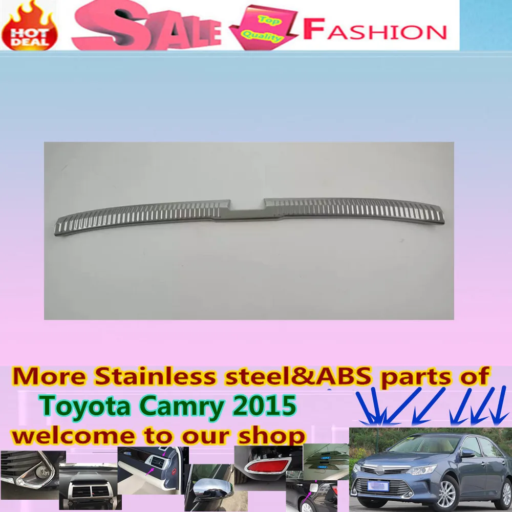 Free Shipping For Toyota Camry 2015 inner built-in Rear Bumper trim car styling cover detector Stainless Steel plate pedal 1pcs for porsche cayenne 2015 stainless steel outer rear bumper foot plate trim 1pcs car styling