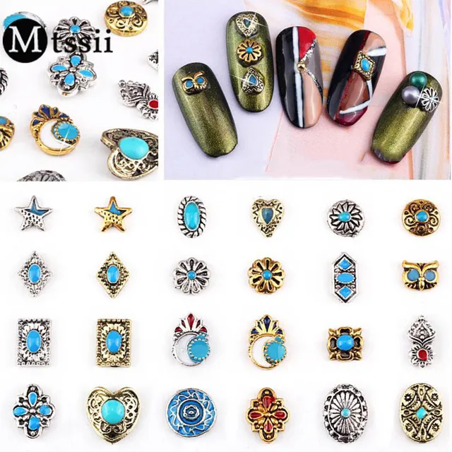 Aliexpress.com : Buy Mtssii Retro Metal Nail Art Decoration Mtssii Retro Metal Nail Art Decoration Turquoise Stone Nail Art Metal Nail Studs Accessories DIY Manicure - Aliexpress.com : Buy Mtssii Retro Metal Nail Art Decoration