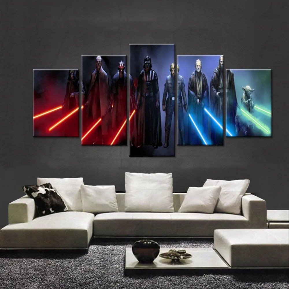

Science Fiction Cartoon Movie Star Wars 5 Piece Painting Wall Art Canvas HD Print Wall Art Canvas For Room Home Decor Picture